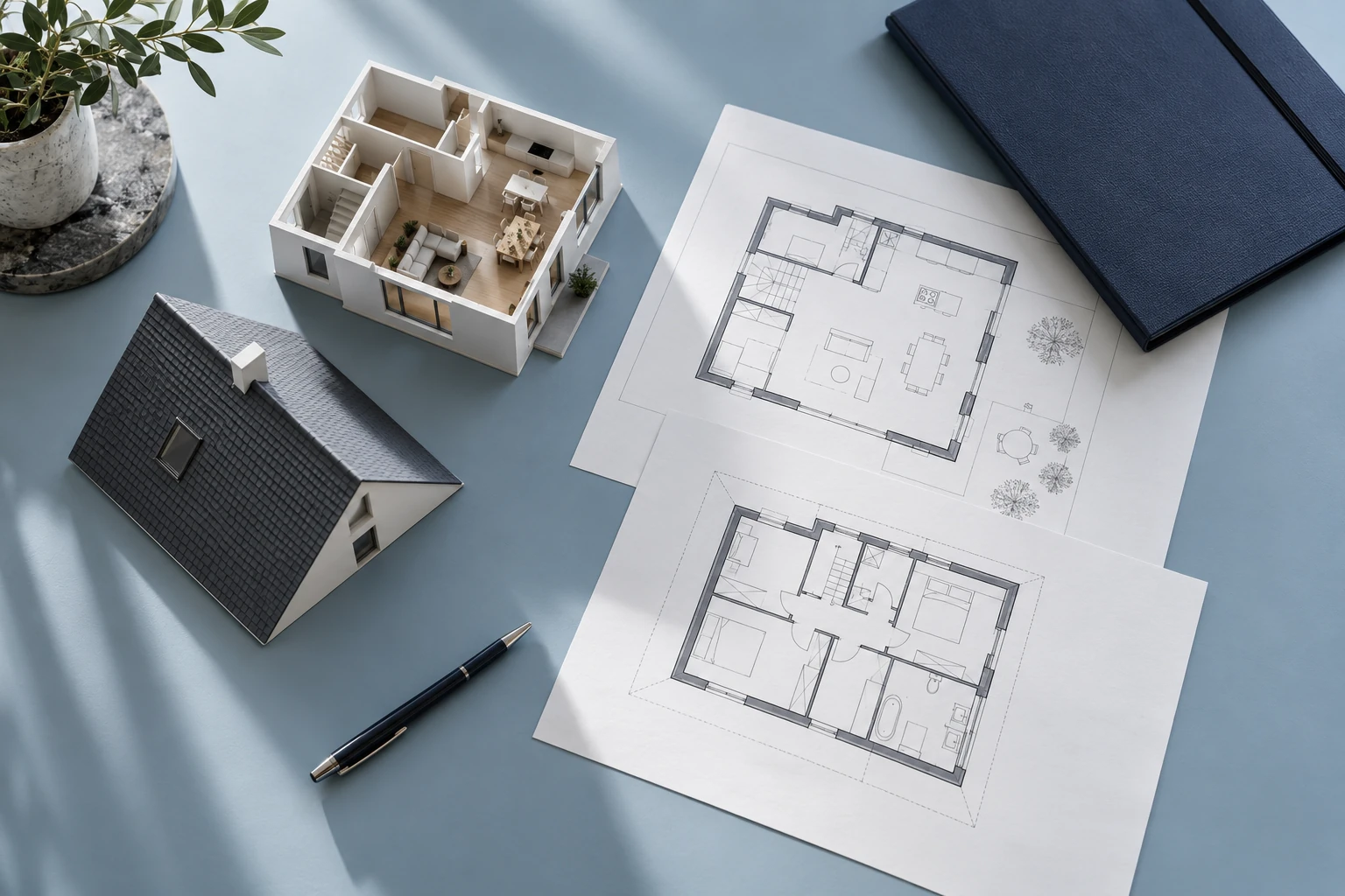 Maquette architecturale, plans de maison et dossier de projet